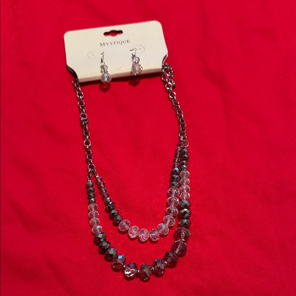 Mystique Boutique Silver and Black Necklace Set